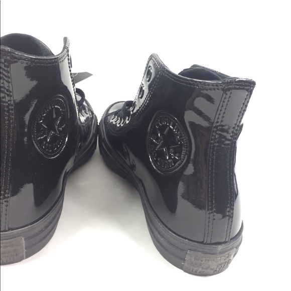 NEW Converse CTAS Hi Glossy Black Shoes Size 9 - Picture 6 of 8